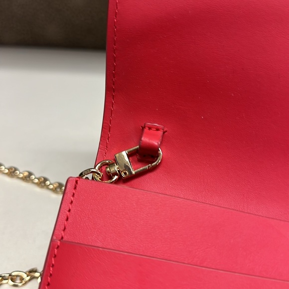 🔥🔥🔥Zac Posen Red Leather Wallet On Chain Crossbody Bag - Picture 12 of 15